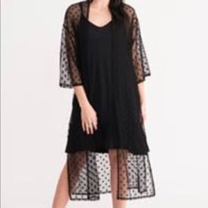 Agnes & Dora Black Dot Mesh Duster Size Large